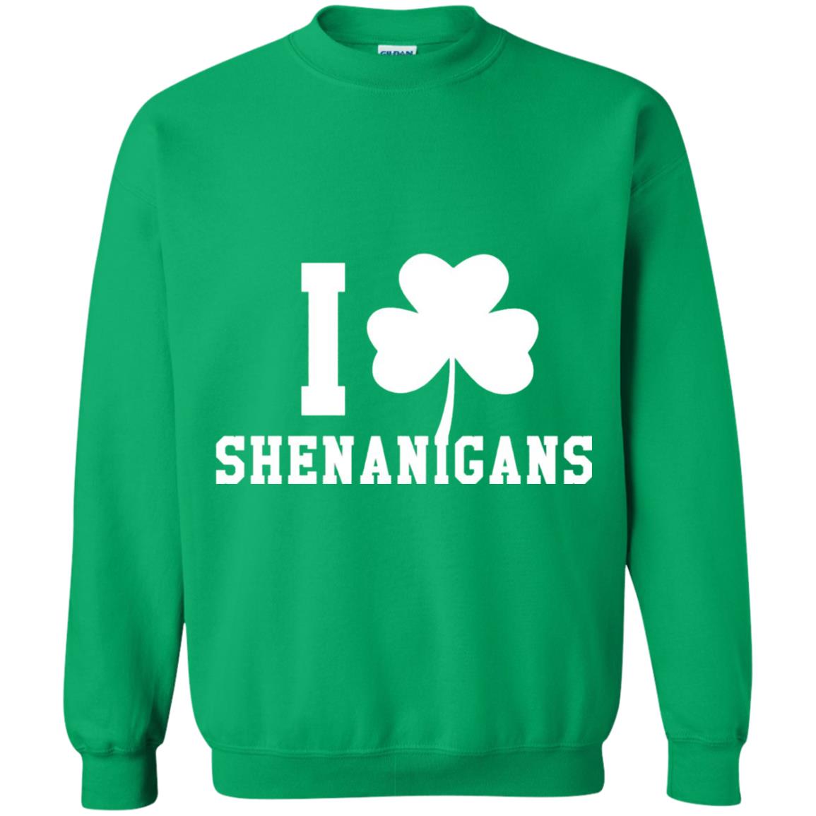 I Love Shenanigans Shamrock Saint Patrick_s Day T-shirt Irish Green