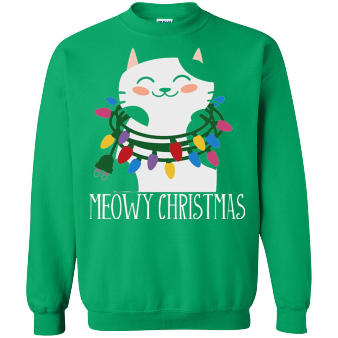 Meowy Christmas Holiday T-shirt Irish Green