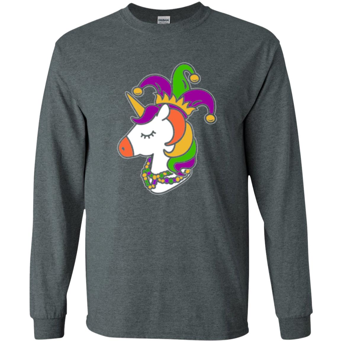 Mardi Gras Unicorn T-shirt Dark Heather