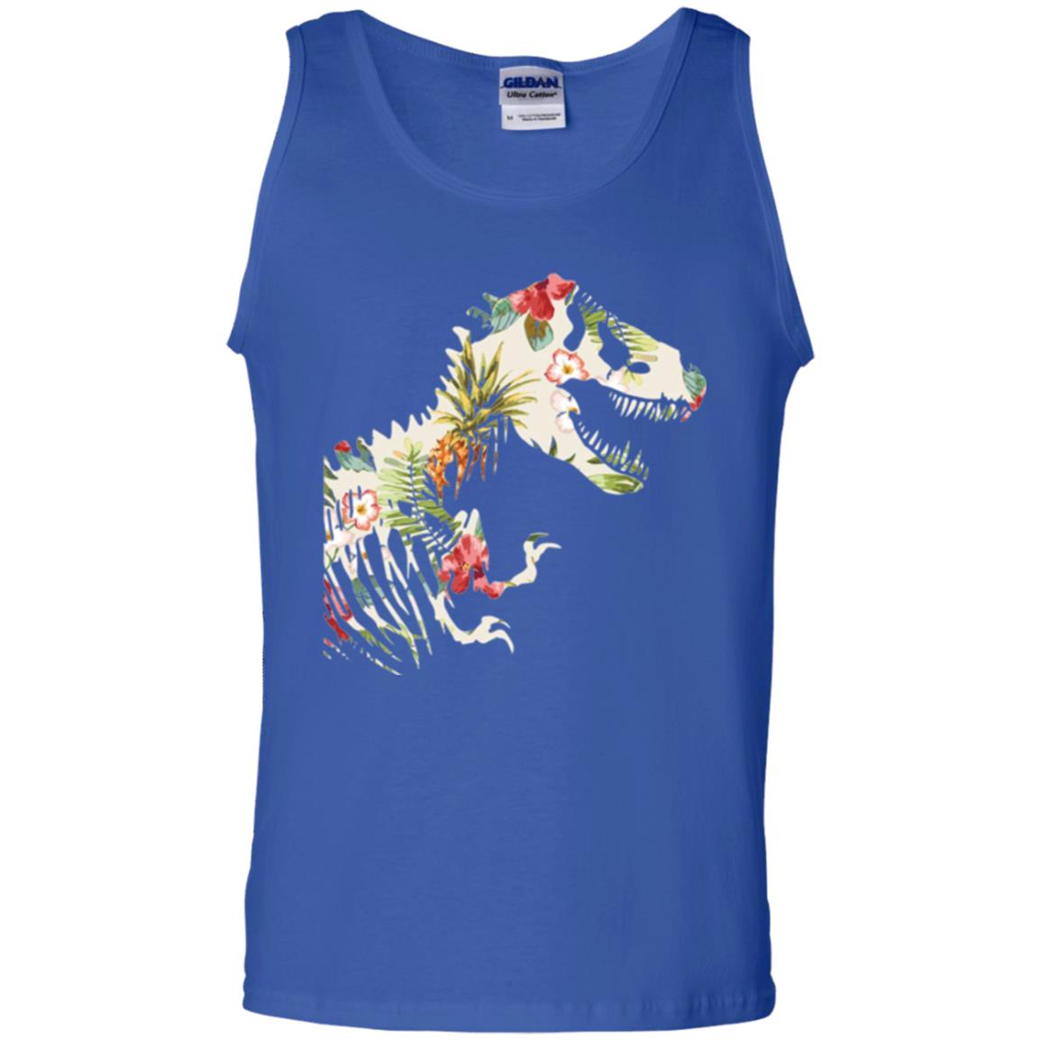 Dinosaur T-shirt Floral Tropical Hawaiian Pattern T Rex Royal
