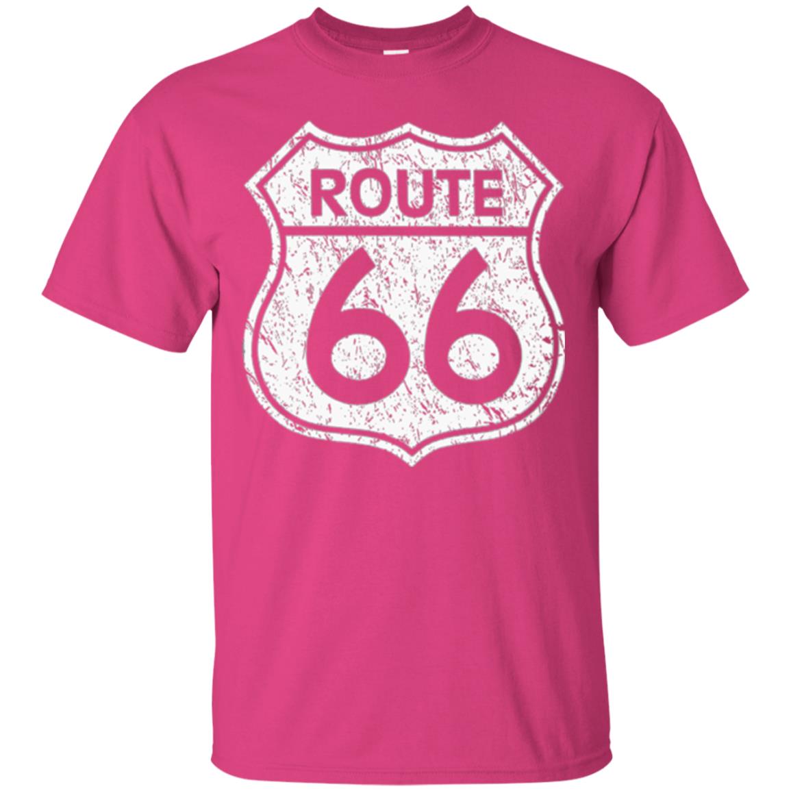 Historical Route 66 Distressed Vintage Look T-shirt Heliconia