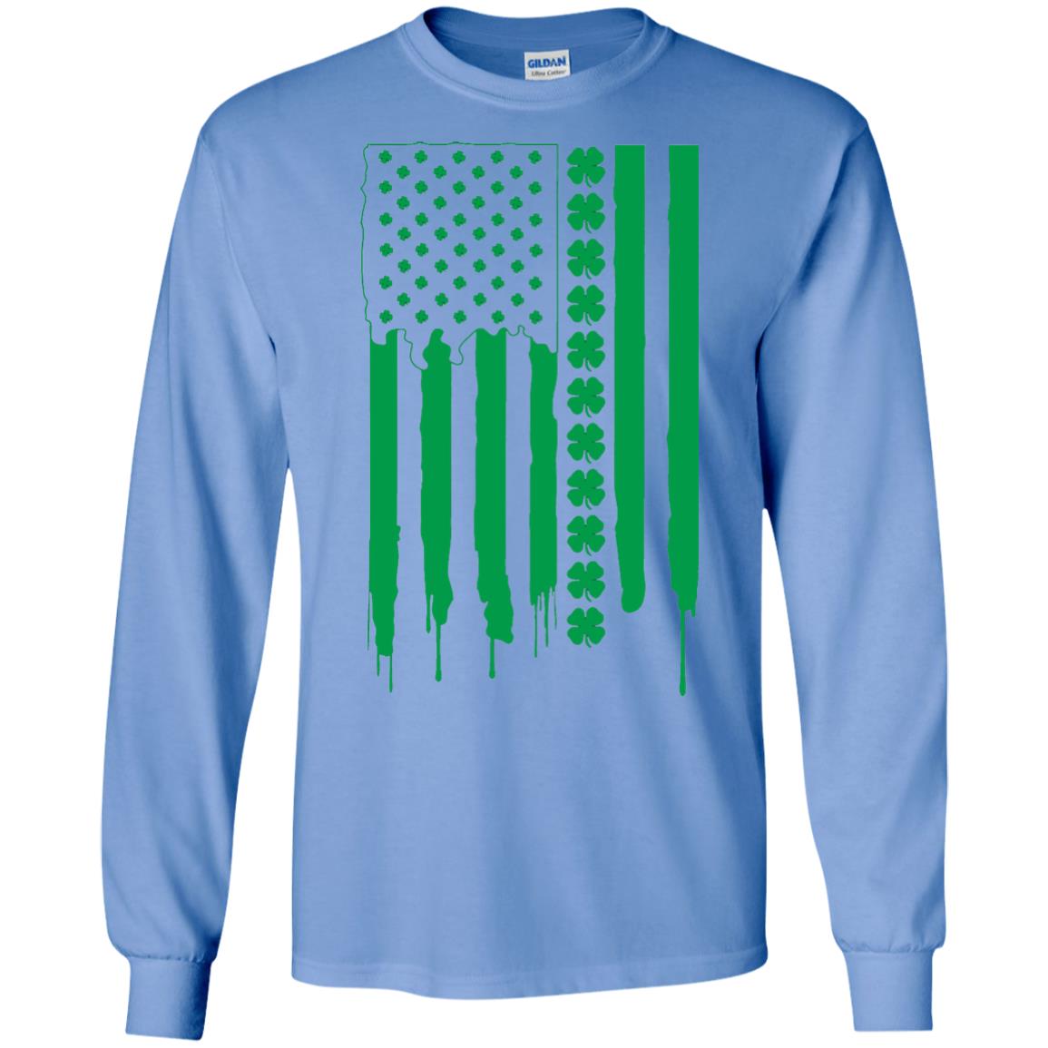Irish American Flag St Patrick_s Day T-shirt Carolina Blue