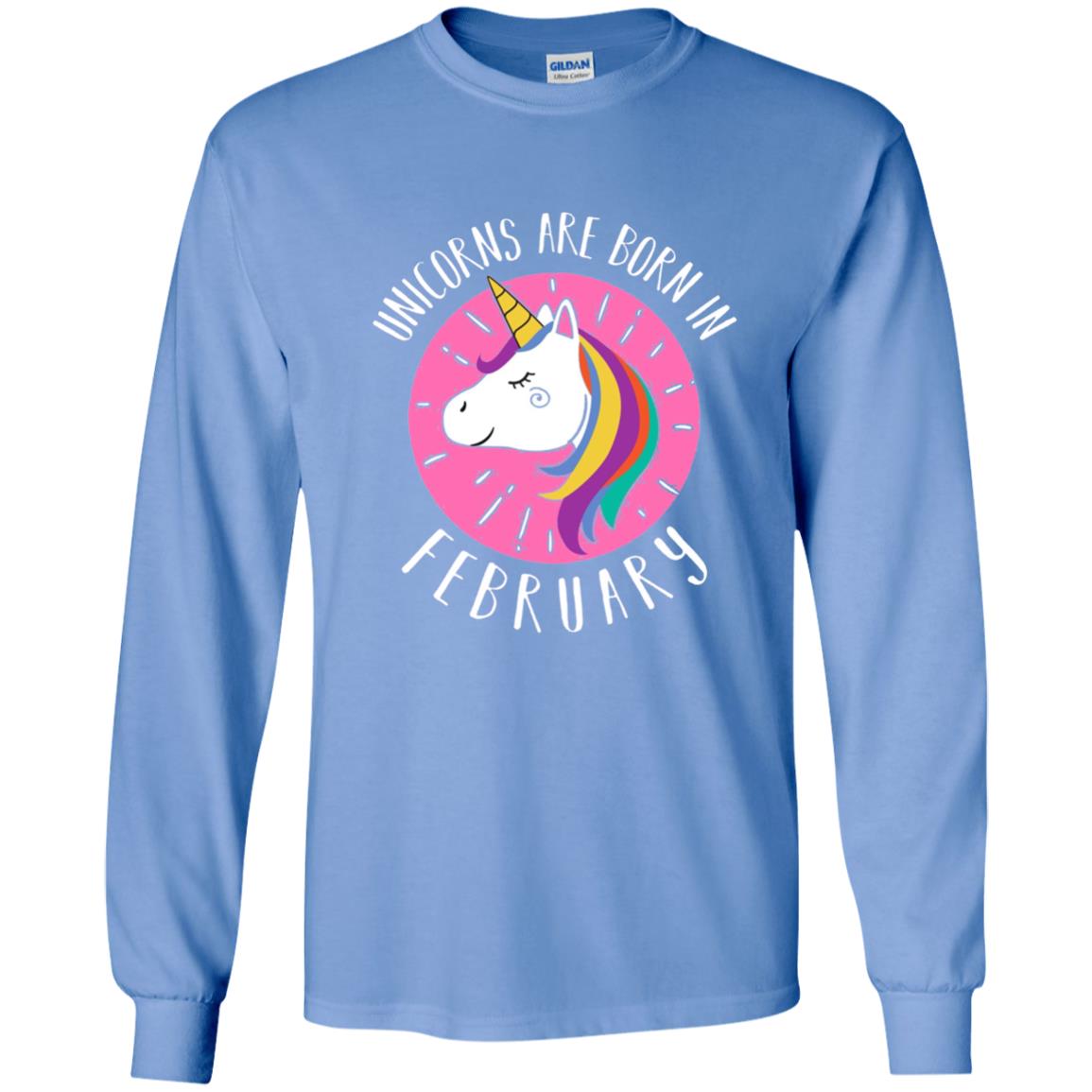 February Birthday T-shirt Unicorns Are Born In February Carolina Blue
