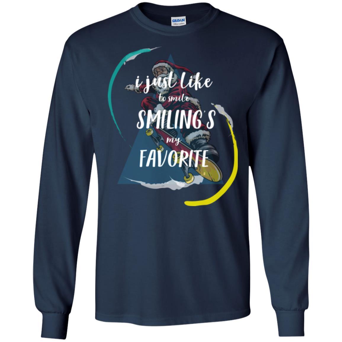 Christmas T-shirt I Just Like To Smile Smiling My Favorite Navy