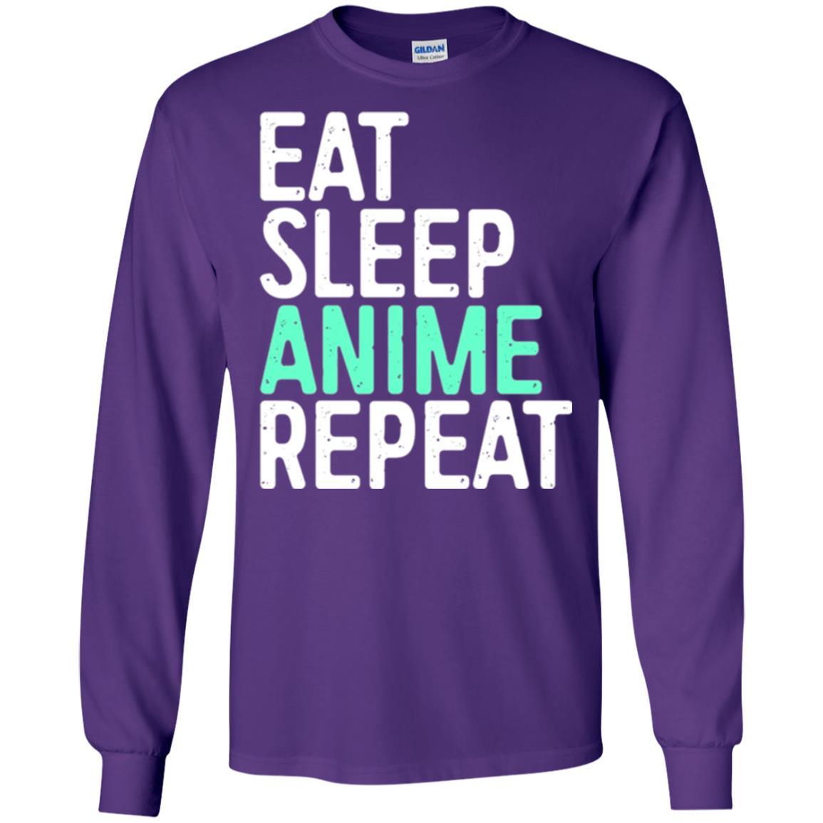 Japanese Animation Lover T-shirt Eat Sleep Anime Repeat Purple