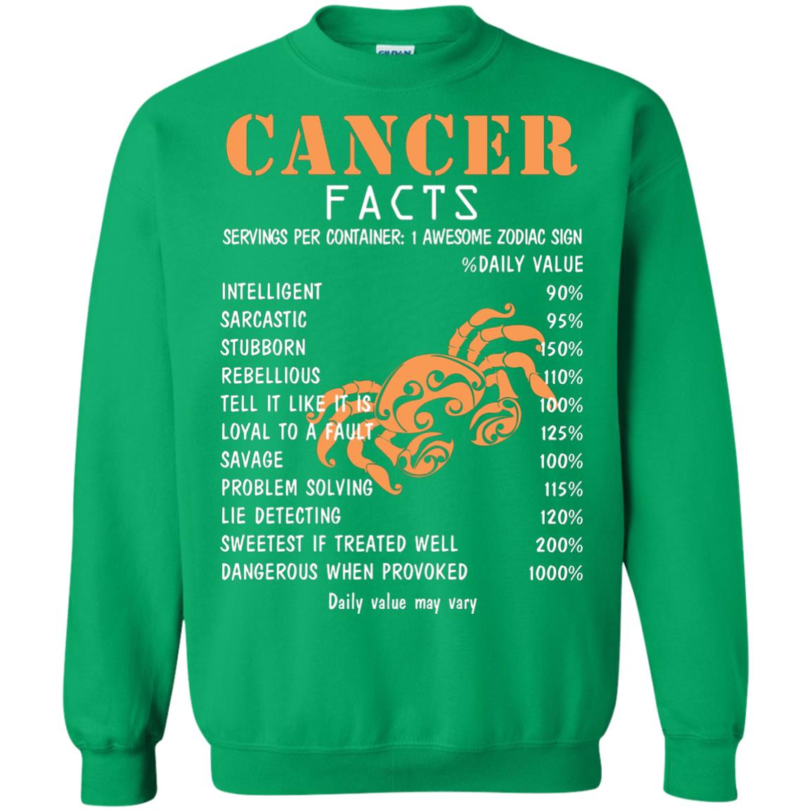 Cancer Facts 1 Awesome Zodiac Sign Gift Shirt For Cancer Horoscope Irish Green