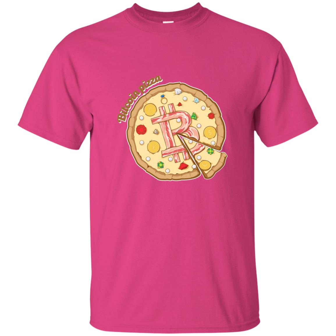 Funny Bitcoin Pizza T-shirt Crypto Currency Heliconia