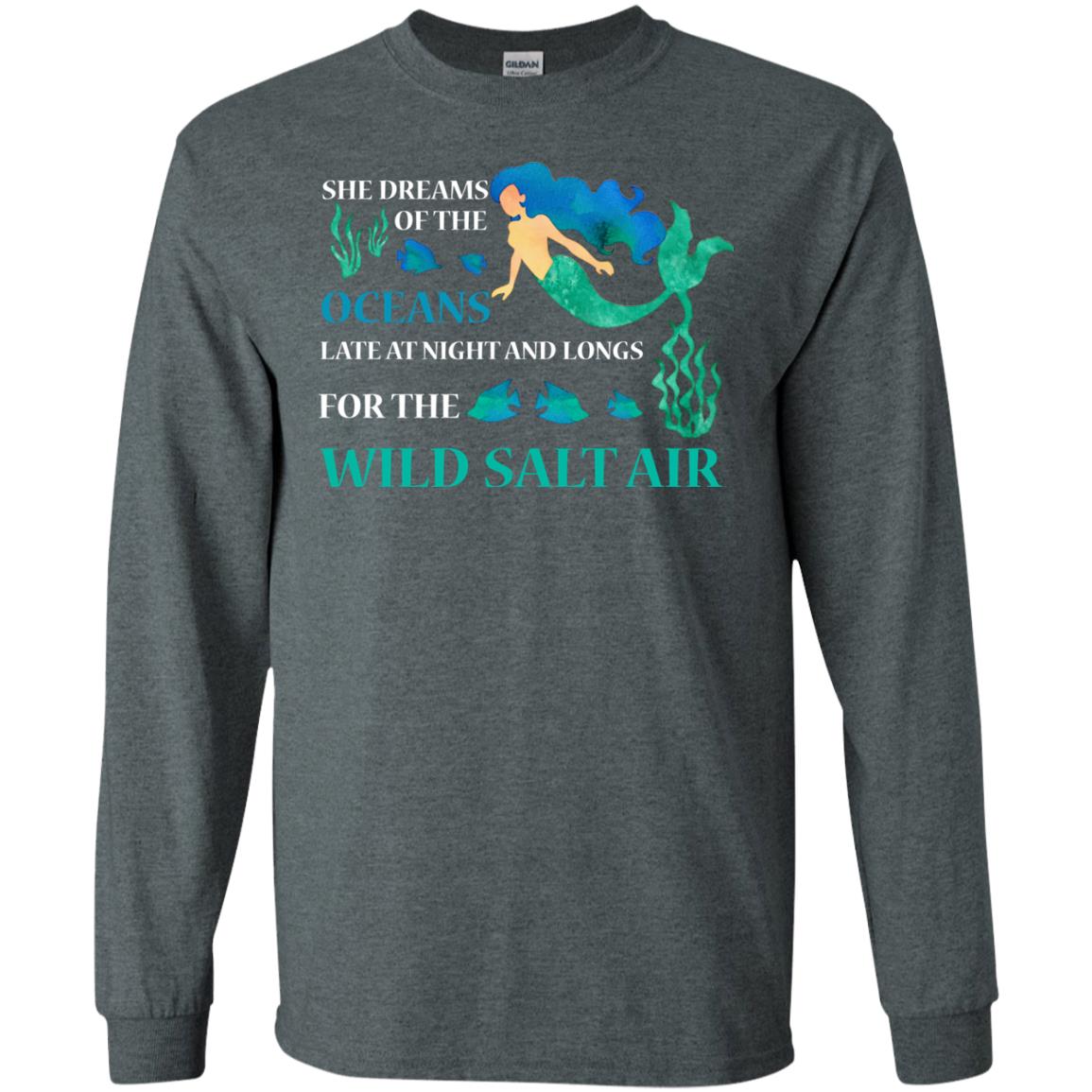 She Dreams Of The Oceans Mermaid T-shirt Dark Heather