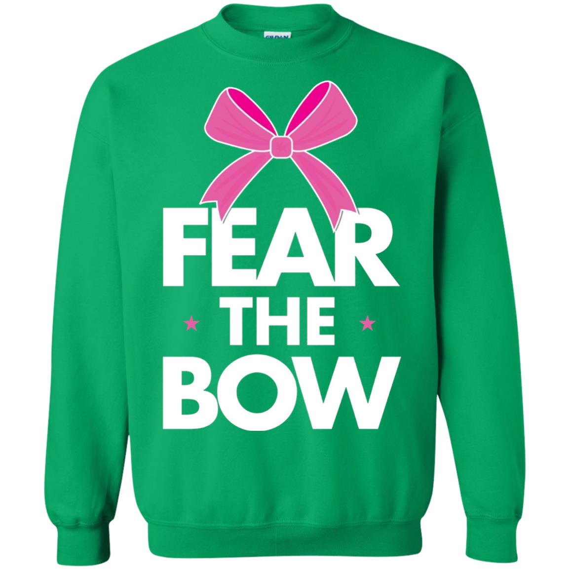 Fear The Bow Big Pink Bow Cheerleader Apparel Shirt Irish Green