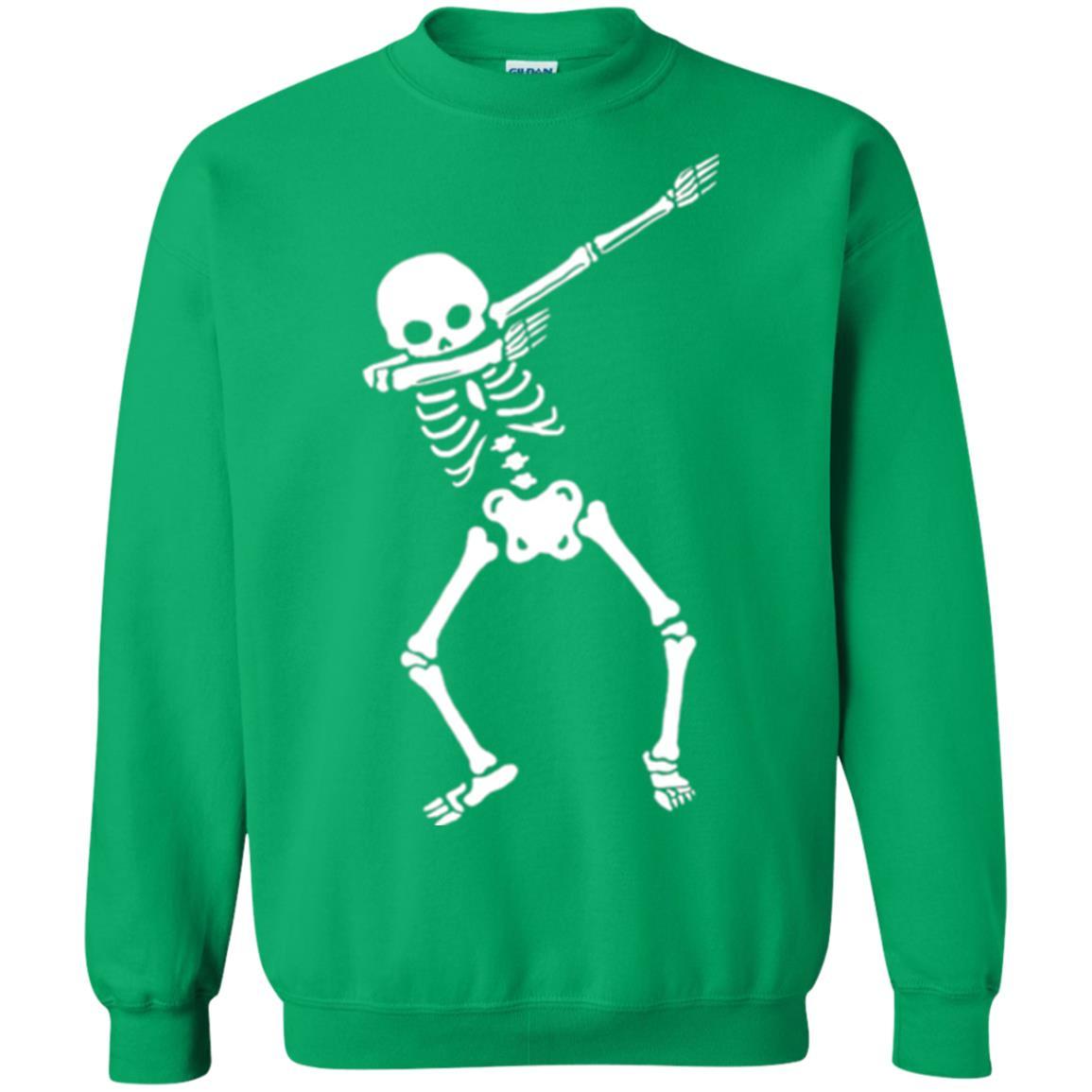 Funny Halloween T-shirt Dabbing Skeleton Irish Green