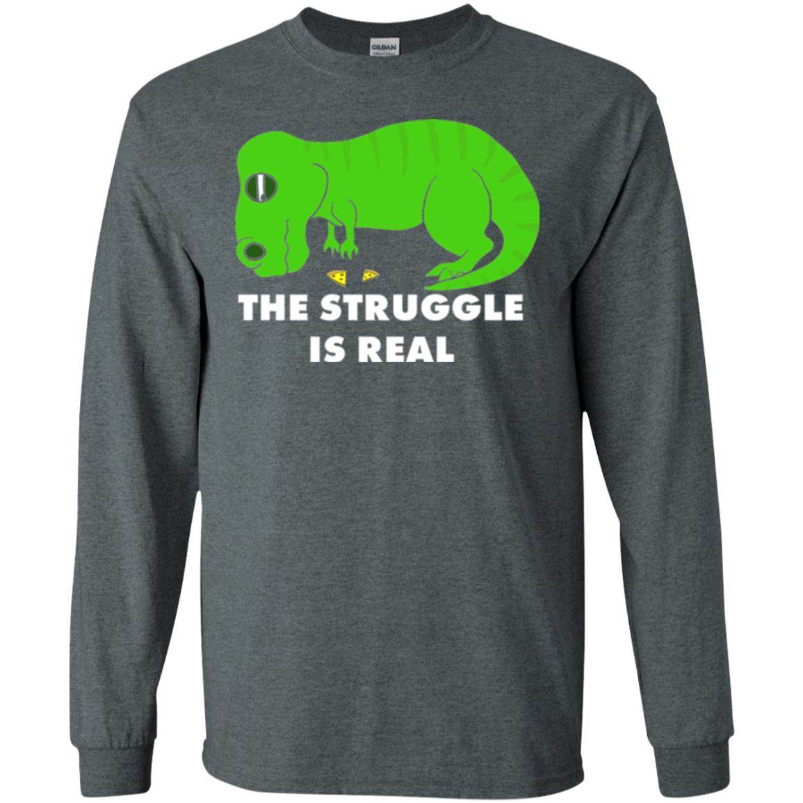Funny Dinosaus T-shirt The Struggle Is Real Dark Heather
