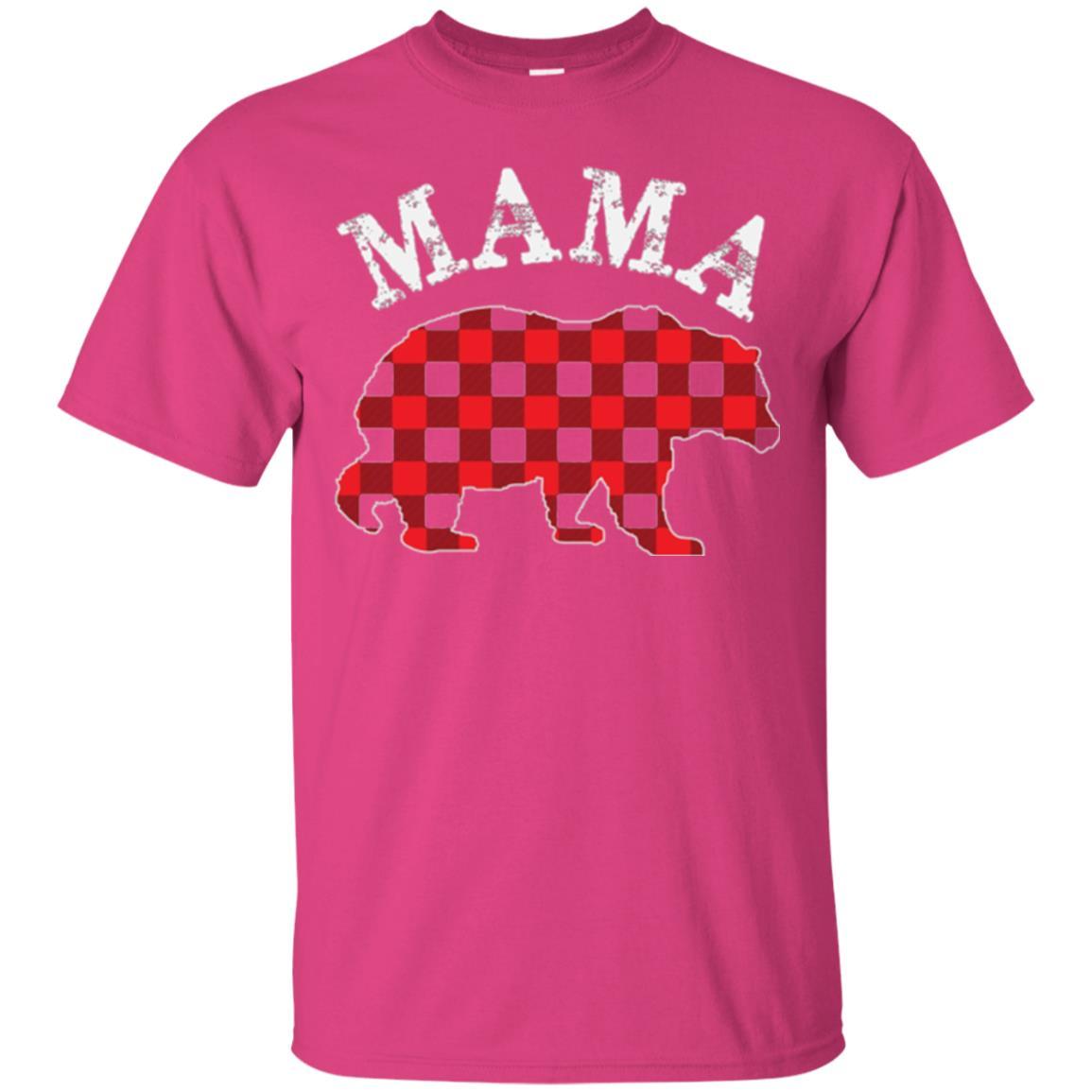 Mama T-shirt Red Plaid Mama Bear Heliconia