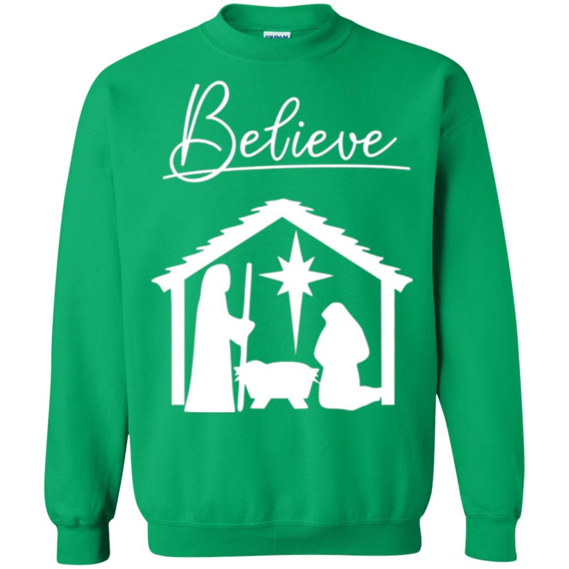 Christian Christmas T-shirt Believe Jesus Celebrate Irish Green