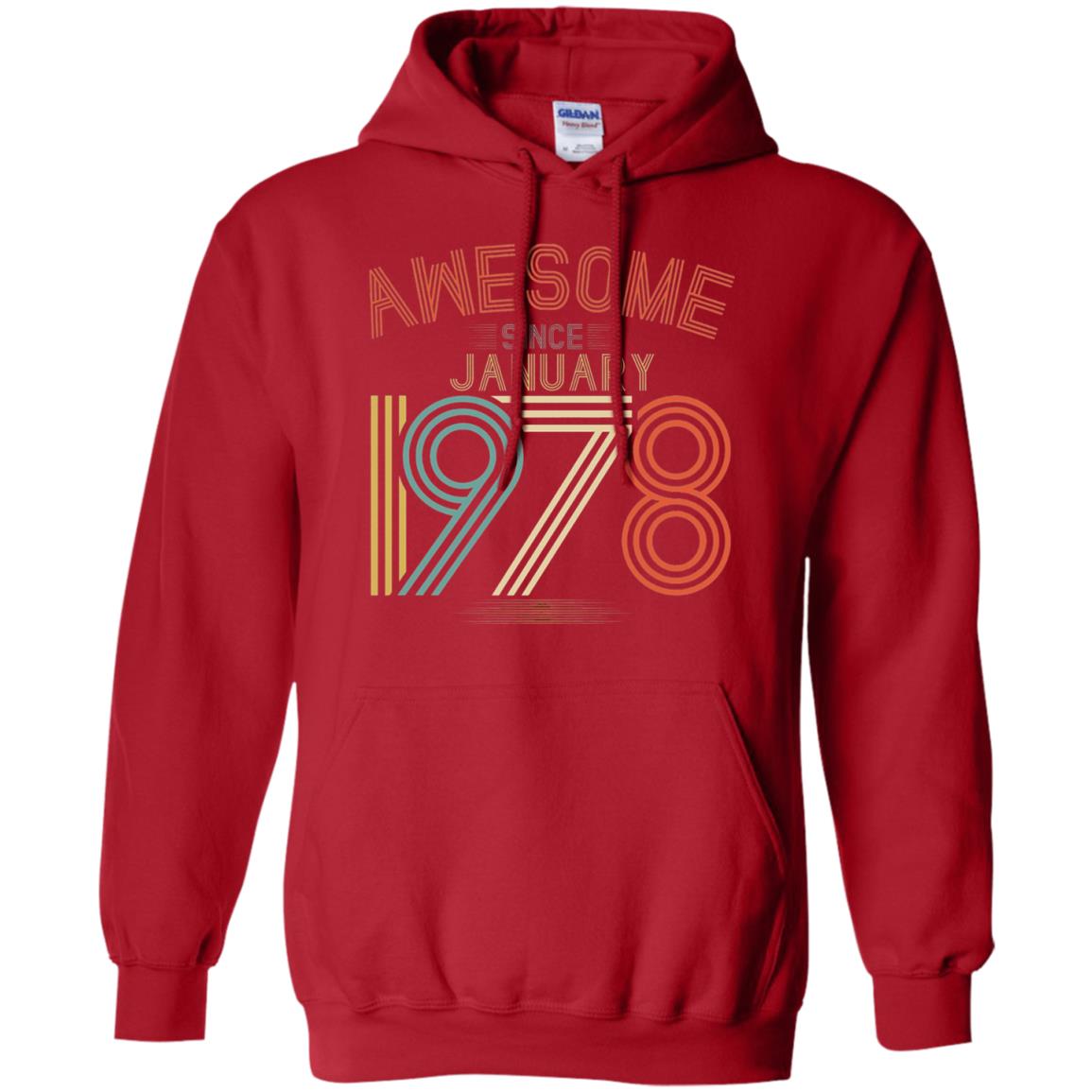 Funny 40th Birthday T-shirt Awesome Since January 1978 Red