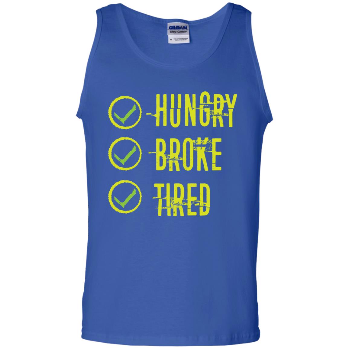 Hungry Broke Tired Check Mark T-shirt Royal