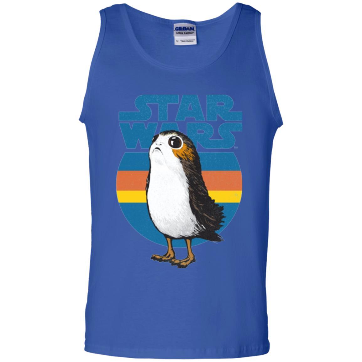Film T-shirt Star Wars Last Jedi Porg Retro Stripes Logo Graphic Royal