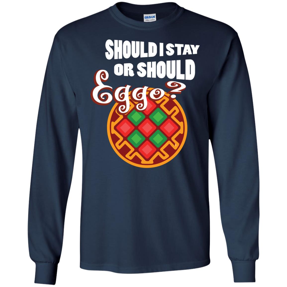 Waffle Lover T-shirt Should I Stay Or Should Eggo Navy