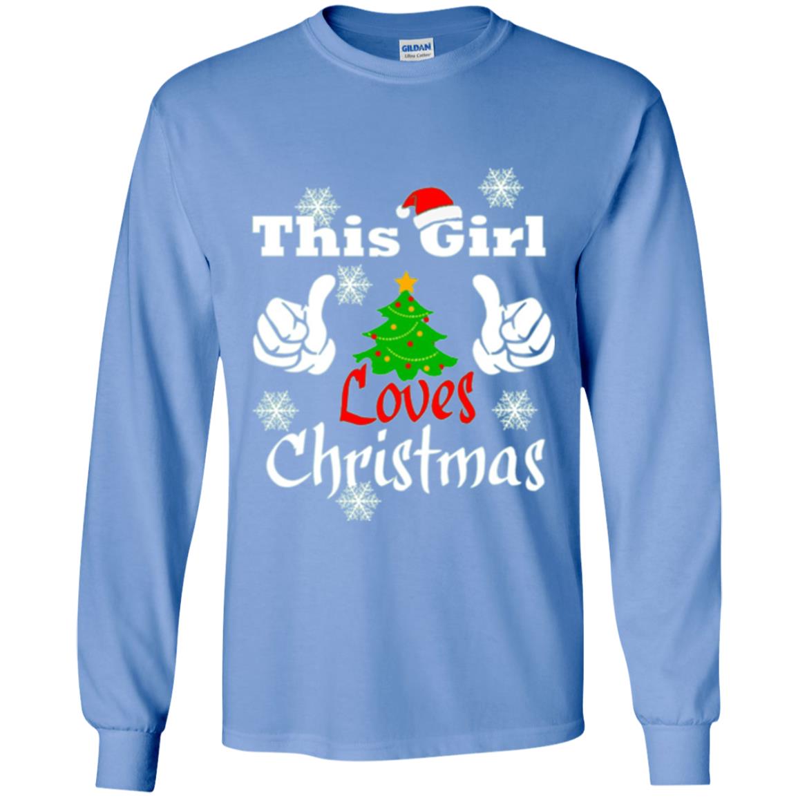 Funny Christmas This Girl Loves Christmas T-shirt Carolina Blue