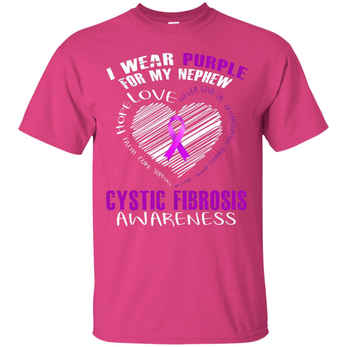 Cystic Fibrosis Awareness T-shirt I Wear Purple Heliconia
