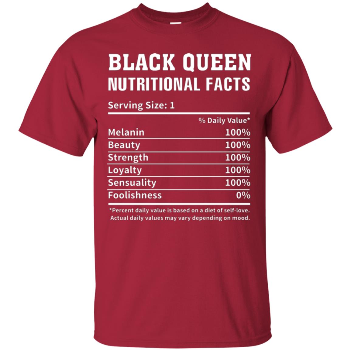 Nubian T-shirt Black Queen Nutritional Facts Cardinal