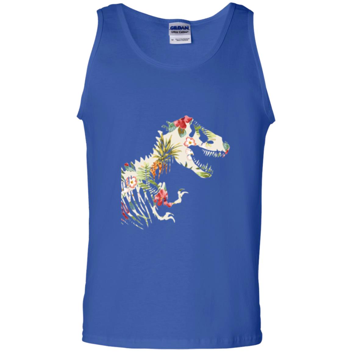 Dinosaur T-shirt Floral Tropical Hawaiian Pattern T Rex Royal