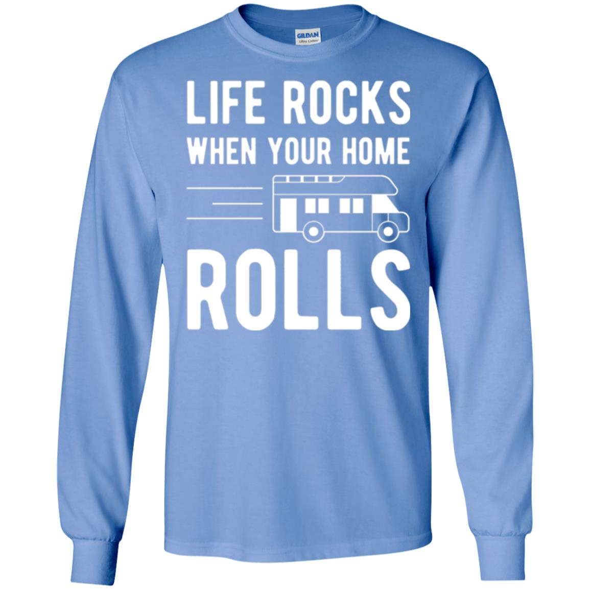 Camper Rv T-shirt Life Rocks When Your Home Roll Carolina Blue