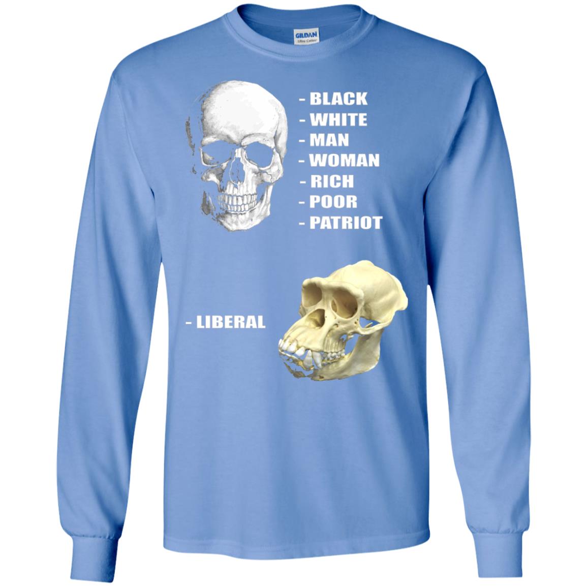 Funny Cool Skulls T-shirt Modern America Patriot Liberal Carolina Blue