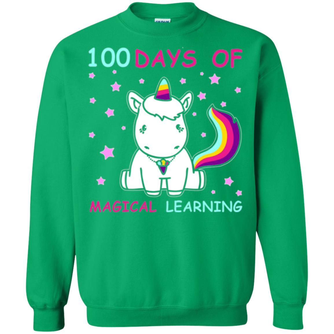 Unicorn Lover T-shirt 100 Days Of Mgical Learning Irish Green