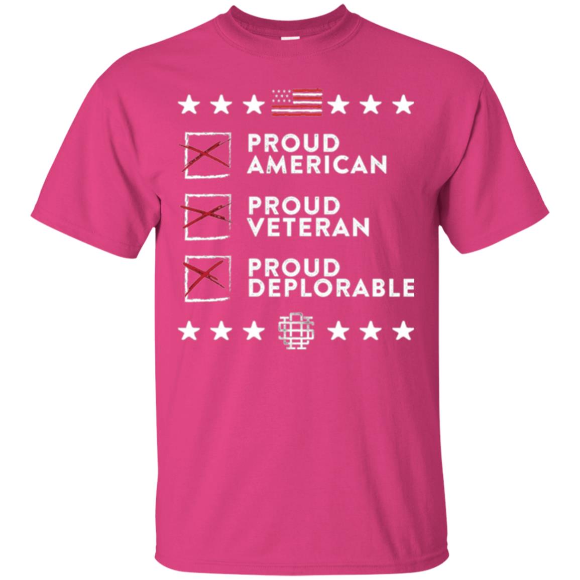 American T-shirt Proud American, Proud Veteran, Proud Deplorable Heliconia