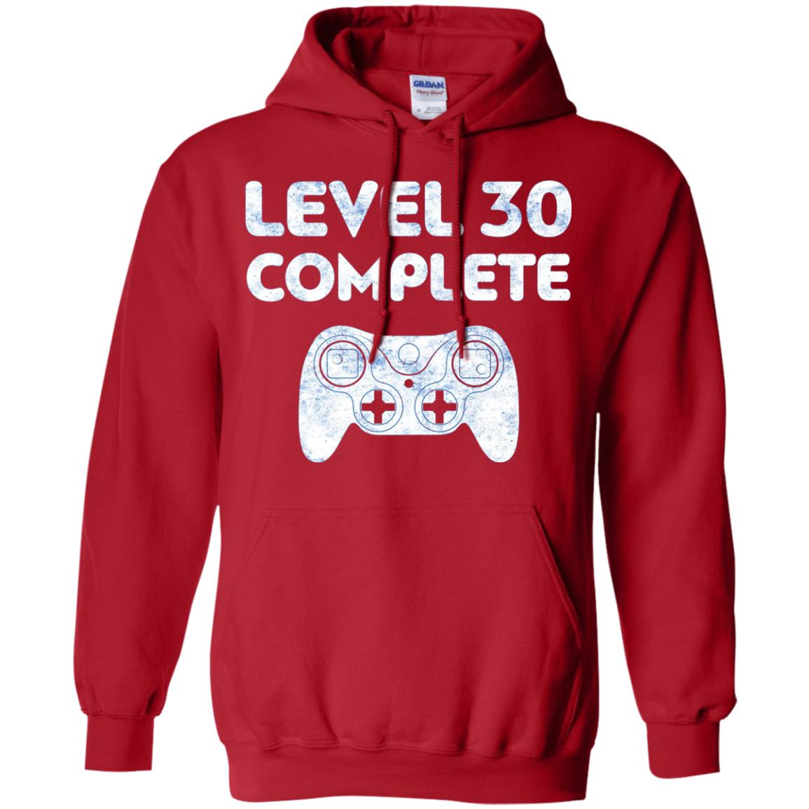 Level 30 Complete Video Gamer 30th Birthday Shirt Red