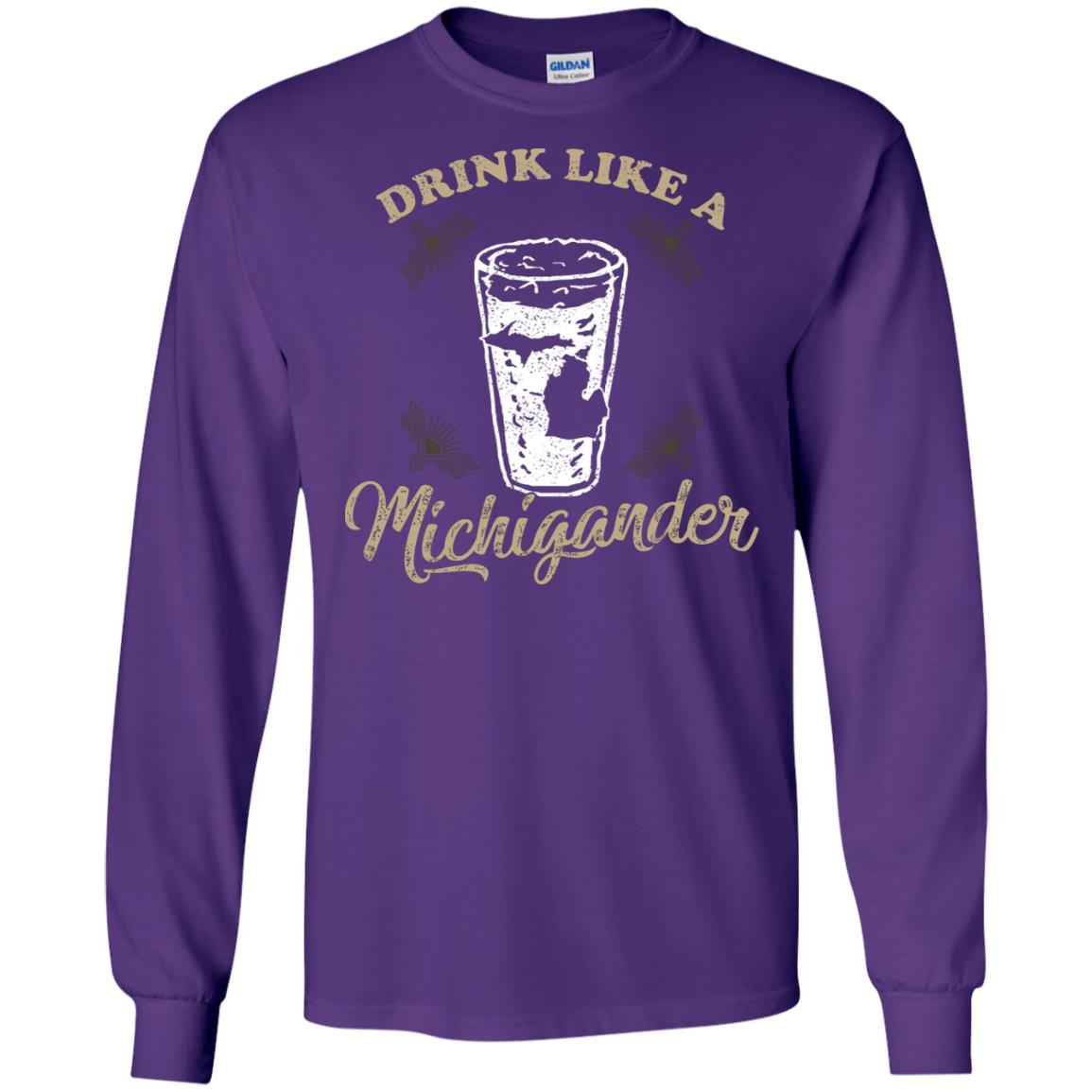 Drink Like Michigander Shirt Purple
