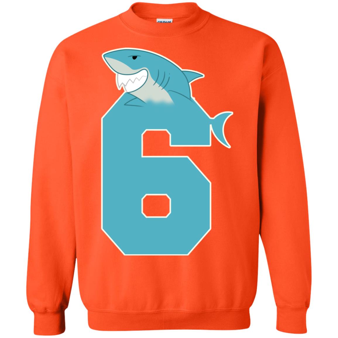 6th Birthday Shark Party Shirt Orange