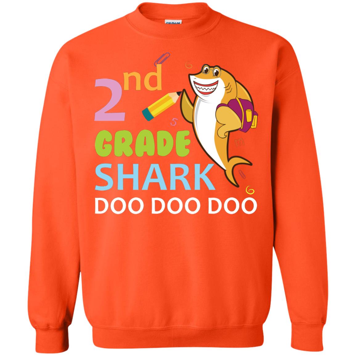 2nd Grade Shark Doo Doo Doo Back To School T-shirt Orange