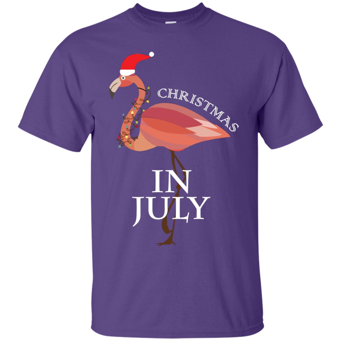 Flamingo With Santa_s Hat Christmas In July Xmas In Summer Shirt Purple