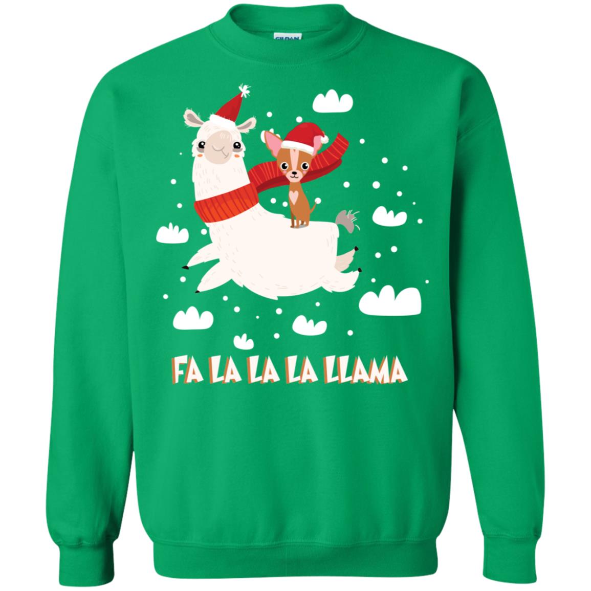 Fa La La La Llama With Chihuahua X-mas Gift Shirt Irish Green