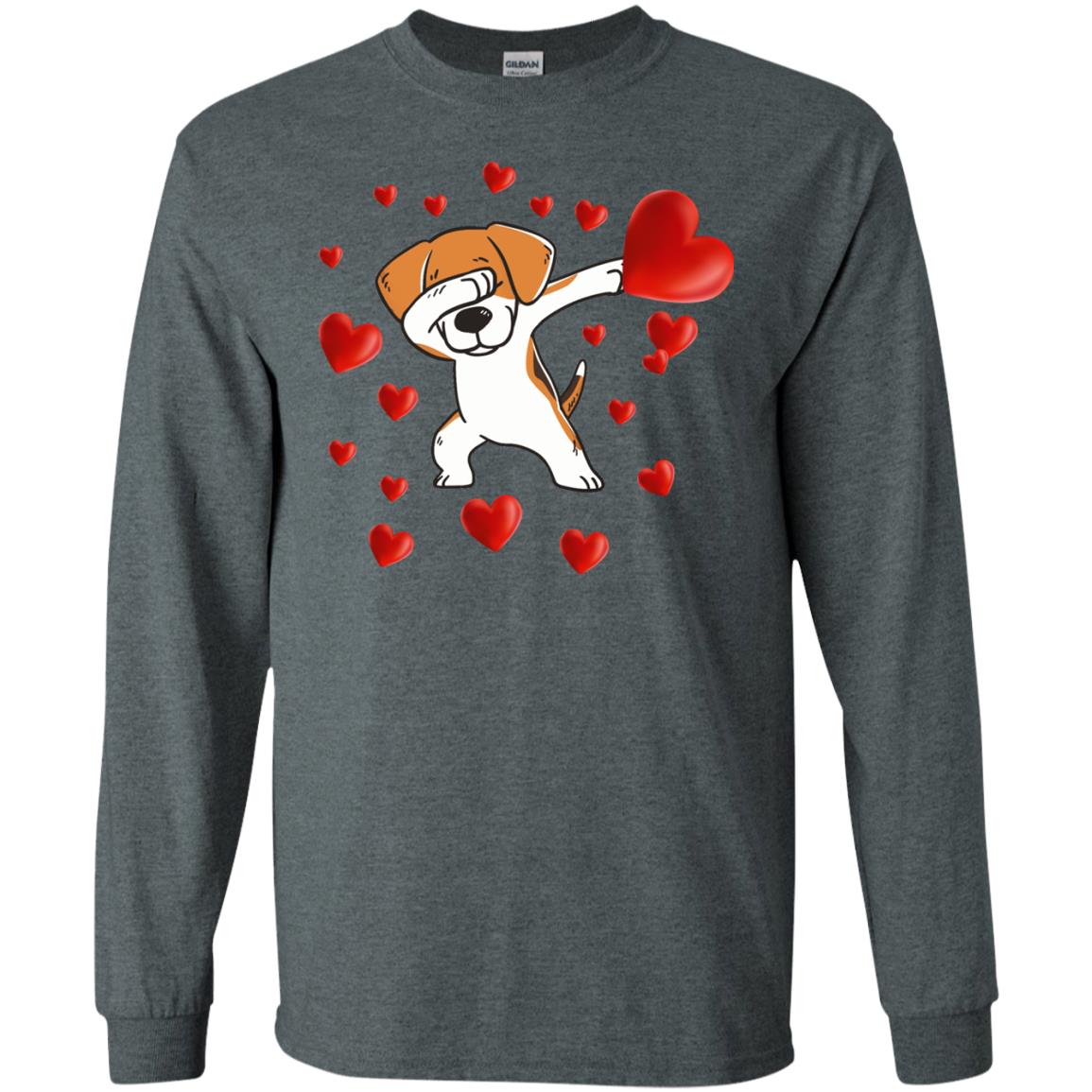Valentines Day T-shirt Dabbing Dog Dark Heather