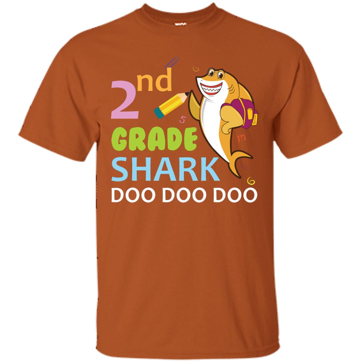 2nd Grade Shark Doo Doo Doo Back To School T-shirt Texas Orange