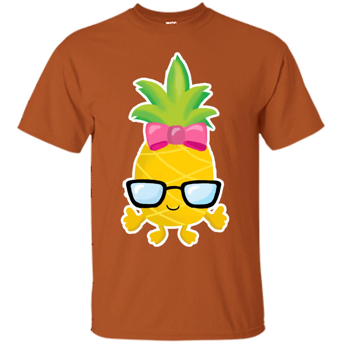 Funny Pineapple With Glasses For Girls Womens Shirt Texas Orange