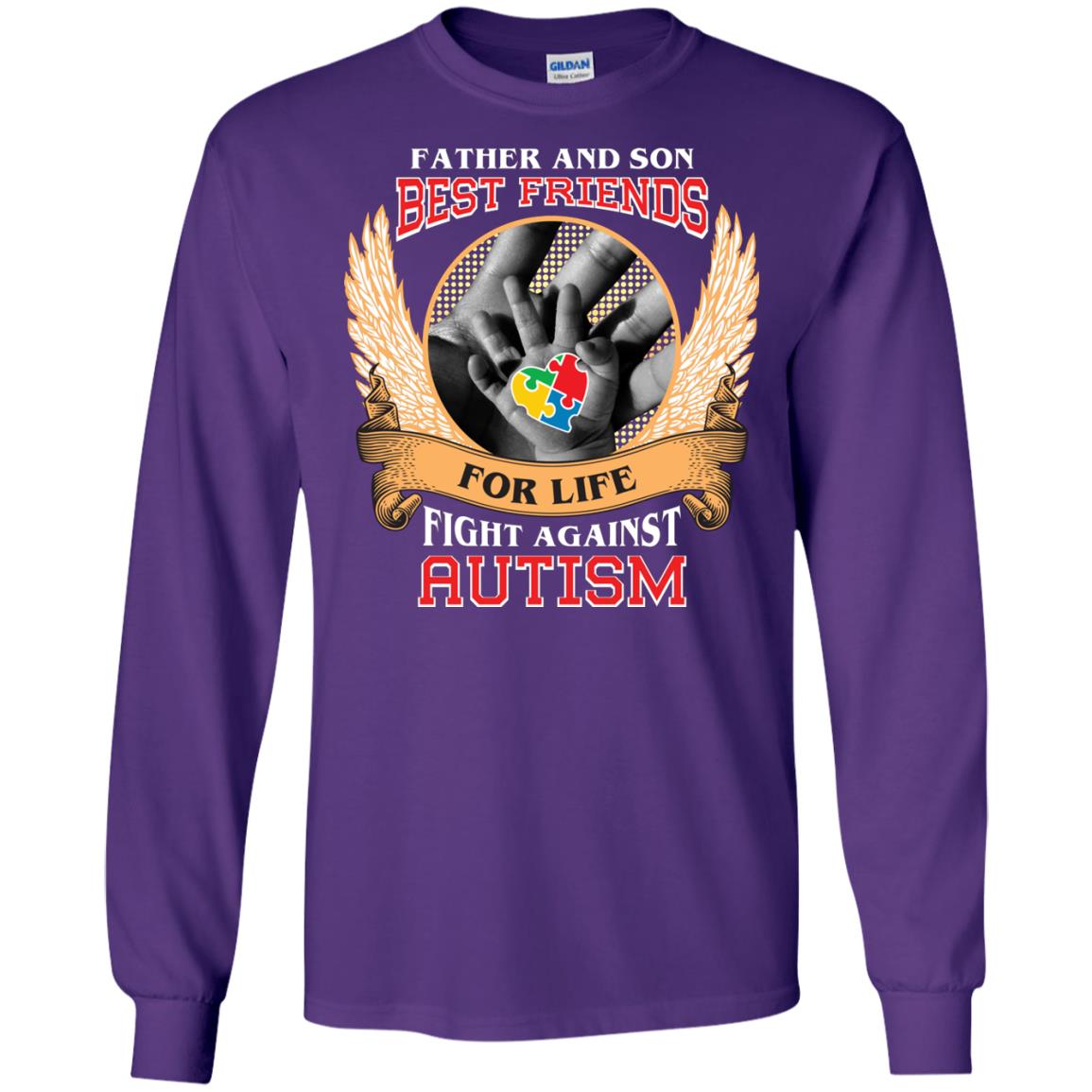 Autism Awareness T-shirt Father And Son Best Friends Purple