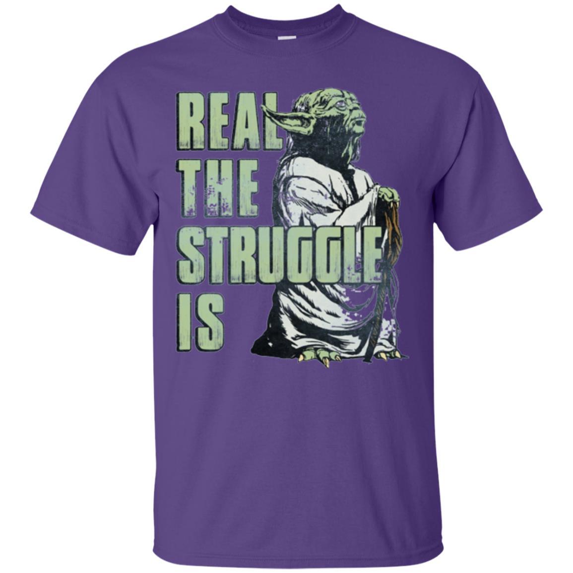 Film T-shirt Star Wars Yoda Real The Struggle Is Graphic Purple