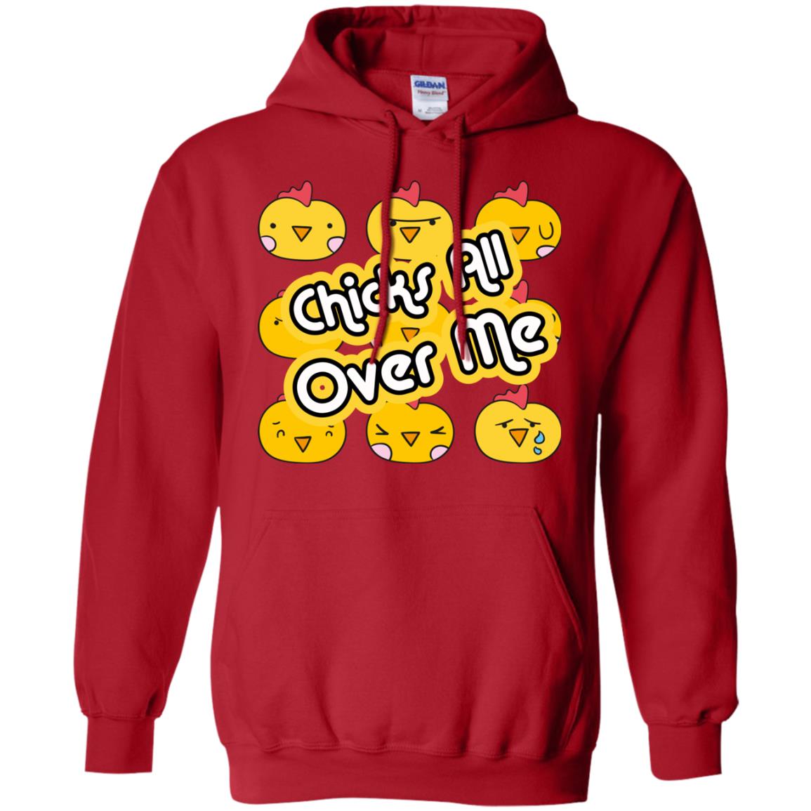Chicks All Over Me Funny Chickens Shirt For Easter Day Red
