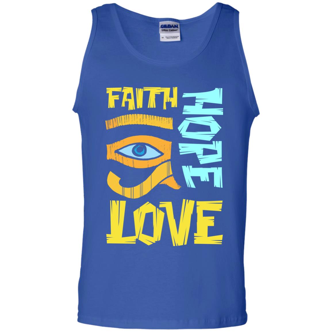 Faith Hope Love Christian T-shirt Royal