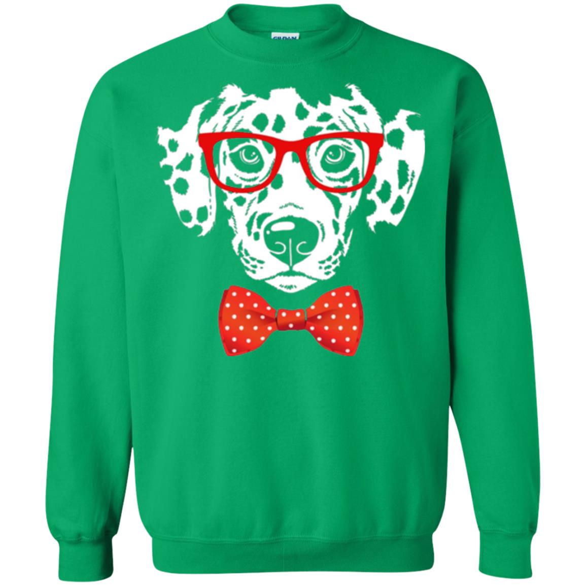Dog Lover T-shirt Hipster Dog Dalmatian Wearing Glasses Irish Green