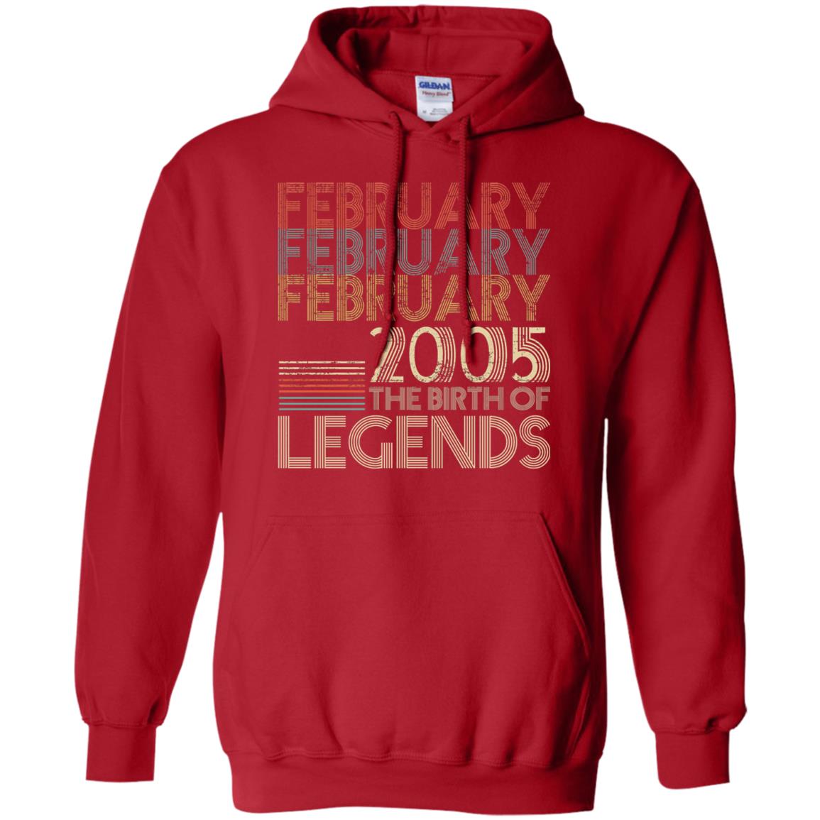 February Retro Classic Vintage 2005 The Birth Of Legends 13th Birthday T-shirt Red