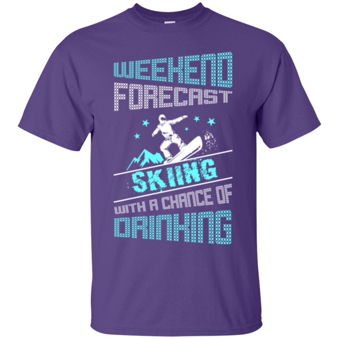 Skier T-shirt Weekend Forecast Skiing With A Chance Of Drinking Purple