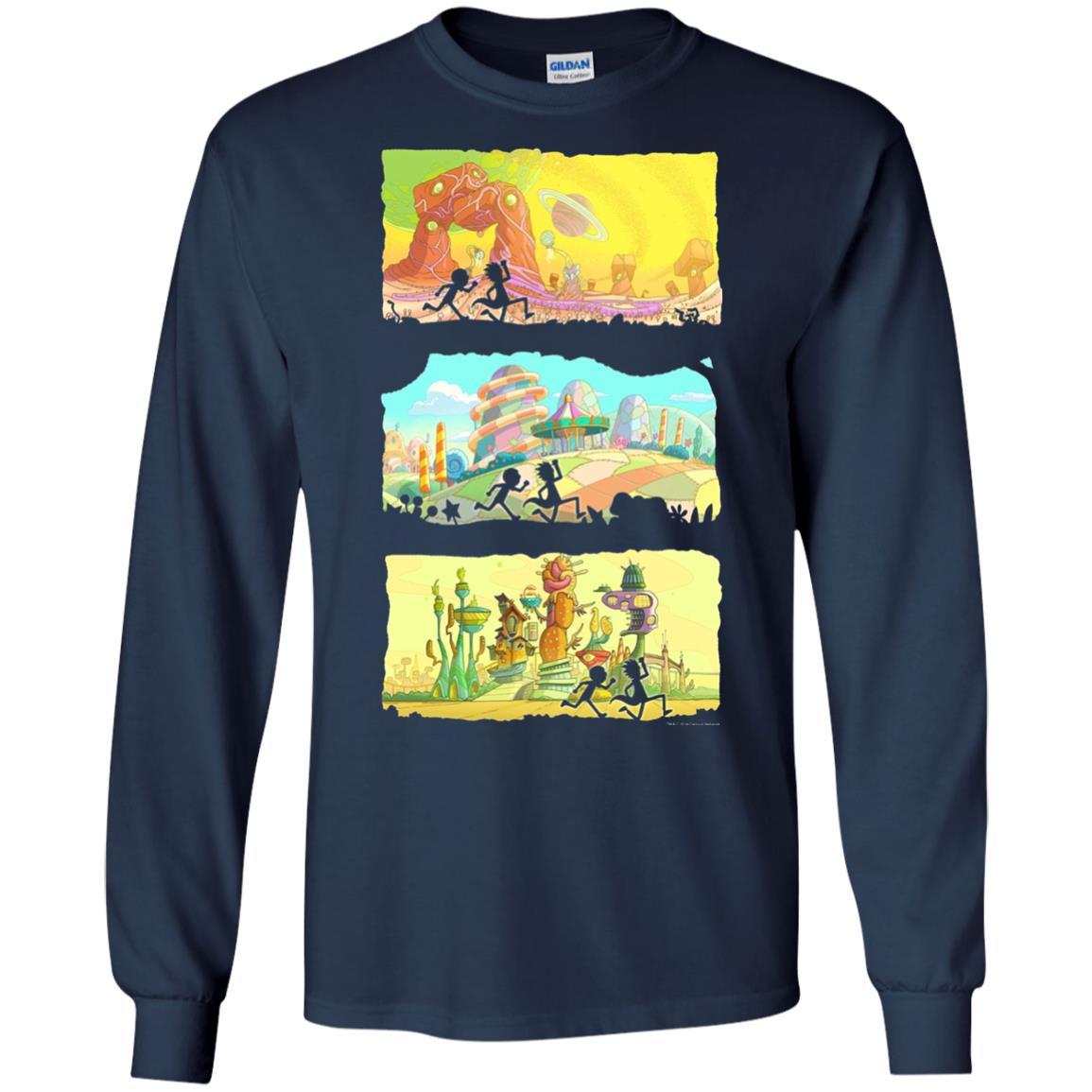 Movie T-Shirt Running Silhouettes On Alien Land Navy