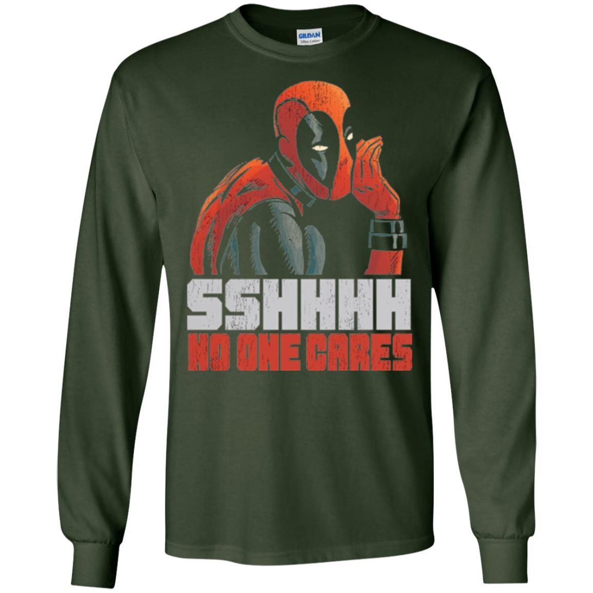 Marvel Deadpool T-shirt Sshhhh No One Cares Whisper Graphic Forest Green