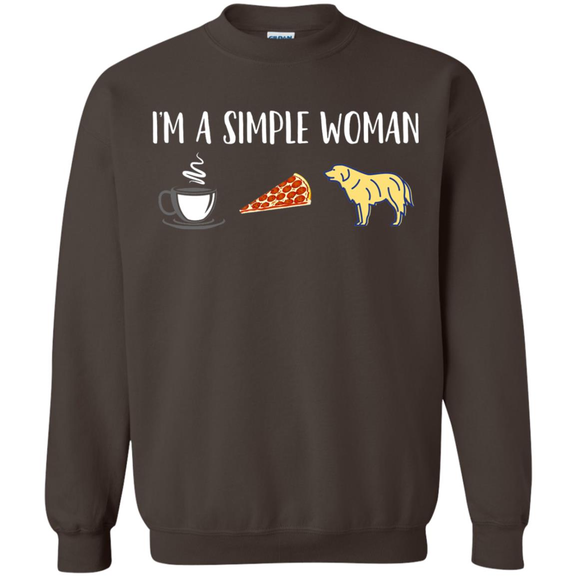 Im A Simple Woman Coffee Pizza Golden Retriever Lover Shirt Dark Chocolate