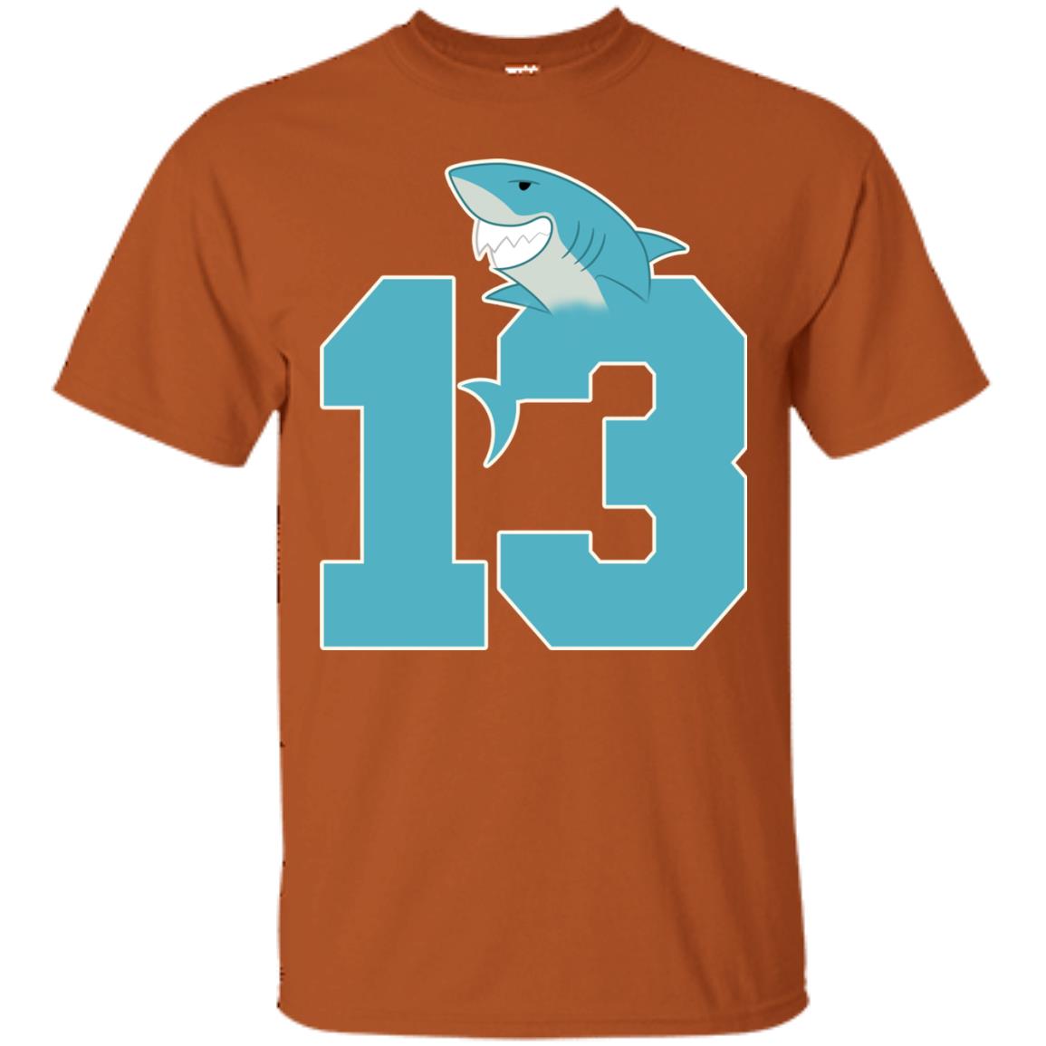 13th Birthday Shark Party Shirt Texas Orange