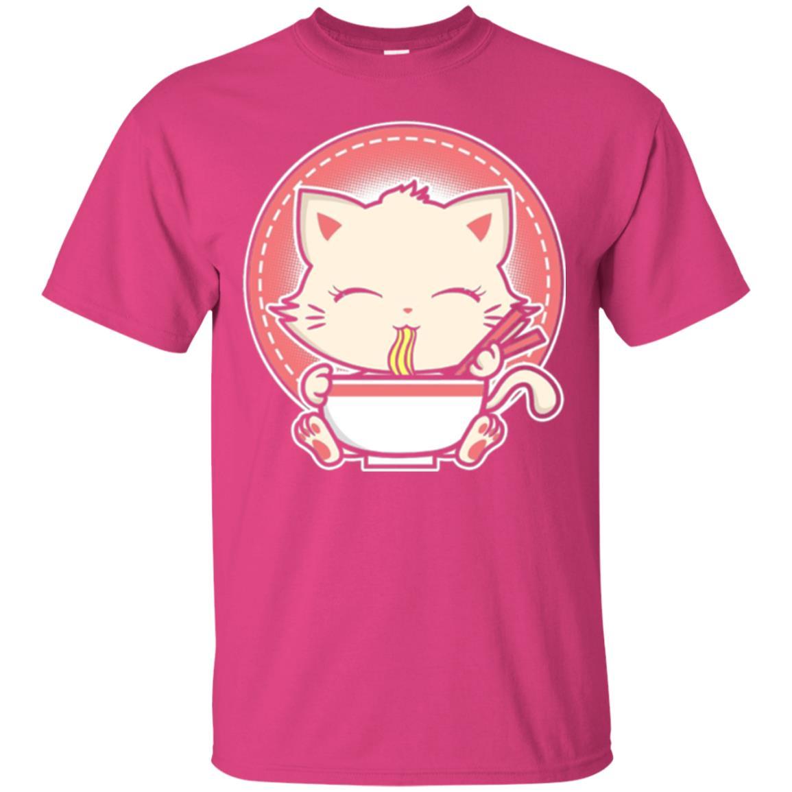 Anime T-shirt Kawaii Japanese Cat Ramen Heliconia